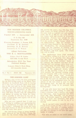 The B.C. Mountaineer 1926 July cover
